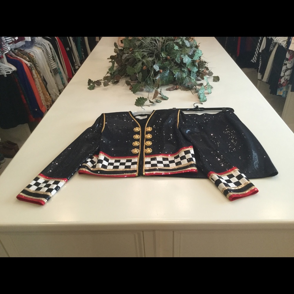 St John Collection/Couture Suit - Black, Red, Gold